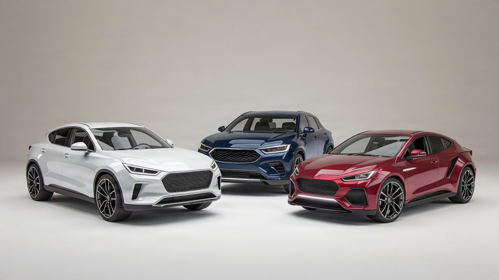 Illustrative composition of BYD, HAVAL, and OMODA vehicles representing Chinese automotive brands